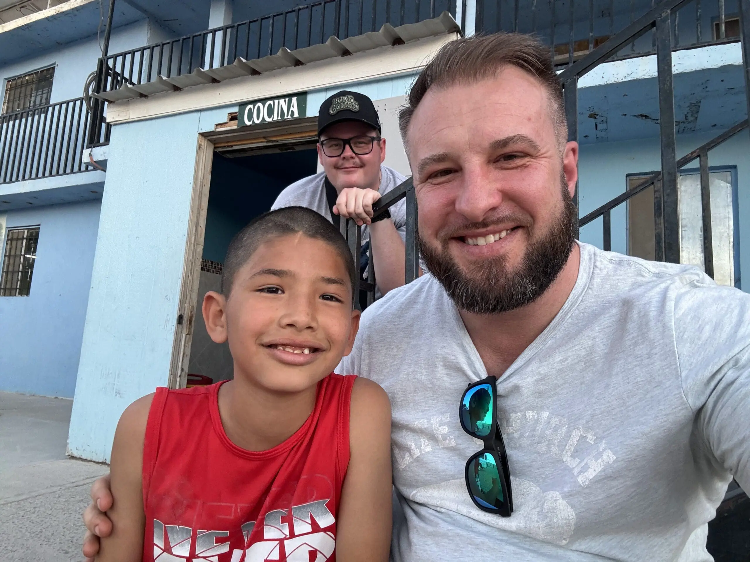 Hanging out with a kid at Harvest Hands in Mexico
